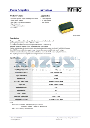 RFT1950-08 datasheet - Power Amplifier