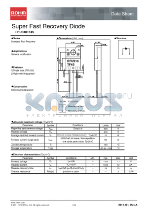 RFUS10TF4S datasheet - Super Fast Recovery Diode