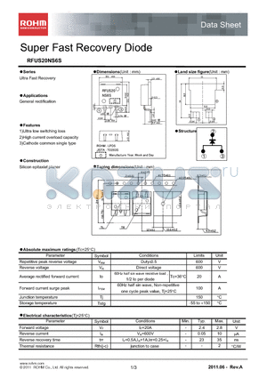 RFUS20NS6S datasheet - Super Fast Recovery Diode