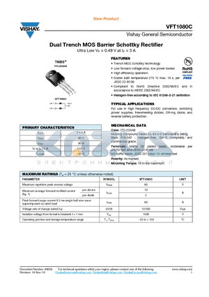 VFT1080C-M3-4W datasheet - Dual Trench MOS Barrier Schottky Rectifier