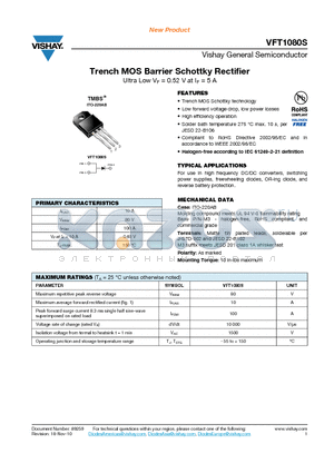 VFT1080S-M3-4W datasheet - Trench MOS Barrier Schottky Rectifier