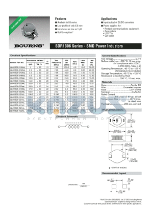 SDR1806-220ML datasheet - SMD Power Inductors