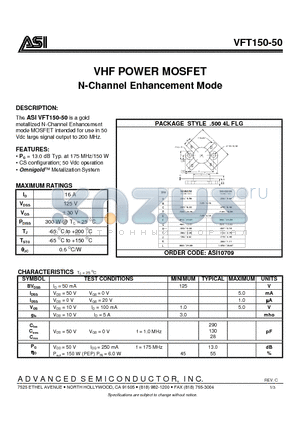 VFT150-50_07 datasheet - VHF POWER MOSFET