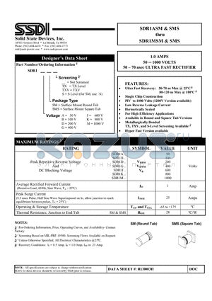 SDR1ASM_1 datasheet - ULTRA FAST RECTIFIER