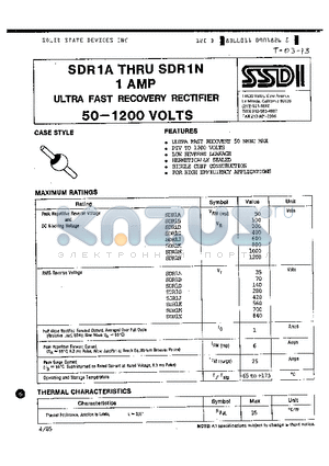 SDR1B datasheet - 1 AMP ULTRA FAST RECOVERY RECTIFIER 50-1200 VOLTS