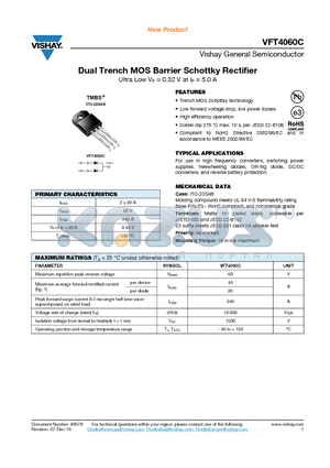 VFT4060C-E3-4W datasheet - Dual Trench MOS Barrier Schottky Rectifier