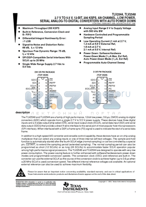 TLV2548IPW datasheet - 2.7 V TO 5.5 V, 12-BIT, 200 KSPS, 4/8 CHANNEL, LOW POWER, SERIAL ANALOG-TO-DIGITAL CONVERTERS WITH AUTO POWER DOWN