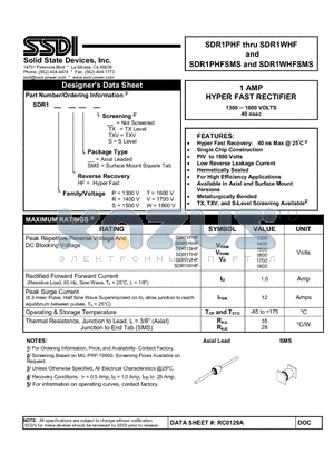 SDR1PHF datasheet - HYPER FAST RECTIFIER