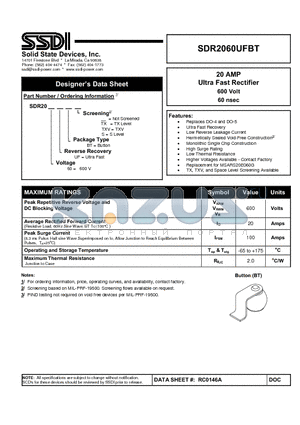 SDR2060UFBT datasheet - Ultra Fast Rectifier