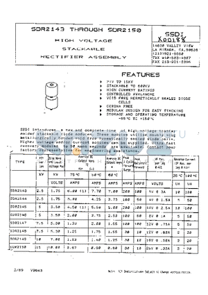 SDR2143 datasheet - HIGH VOLTAGE STACKABLE RECTIFIER ASSEMBLY