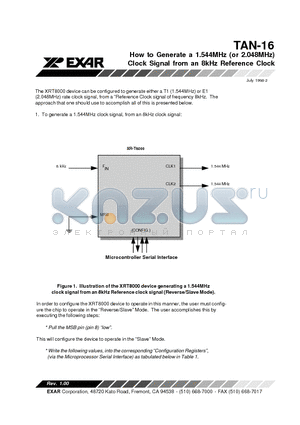 TAN-16 datasheet - How to Generate a 1.544MHz (or 2.048MHz) Clock Signal from an 8kHz Reference Clock