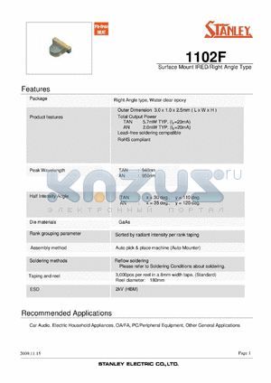 TAN1102F datasheet - Surface Mount IRED/Right Angle Type