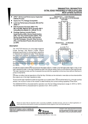 SN74AHCT574PW datasheet - OCTAL EDGE-TRIGGERED D-TYPE FLIP-FLOPS WITH 3-STATE OUTPUTS