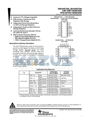 SN74AHCT594D datasheet - 8-BIT SHIFT REGISTERS WITH OUTPUT REGISTERS