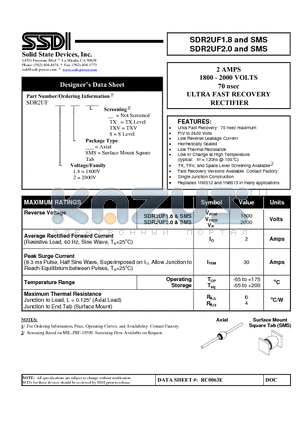 SDR2UF1.8_1 datasheet - ULTRA FAST RECOVERY RECTIFIER