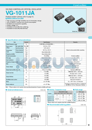 VG-1011JA datasheet - VOLTAGE-CONTROLLED CRYSTAL OSCILLATOR