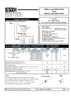 SDR3A datasheet - ULTRA FAST RECTIFIER