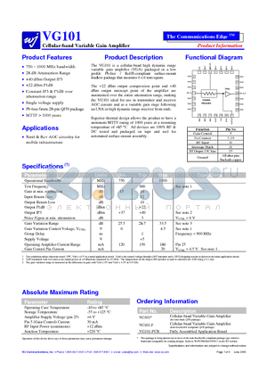 VG101 datasheet - Cellular-band Variable Gain Amplifier