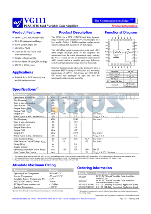 VG111-PCB1900 datasheet - PCS/UMTS-band Variable Gain Amplifier