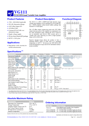 VG111_07 datasheet - PCS/UMTS-band Variable Gain Amplifier