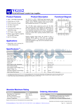 VG112-PCB datasheet - PCS/UMTS-band Variable Gain Amplifier