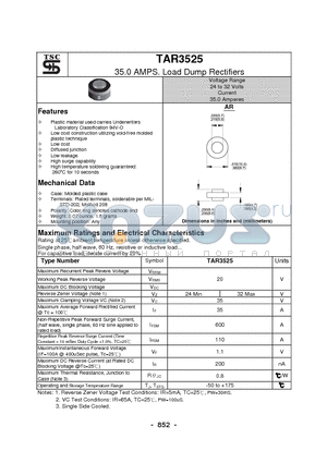 TAR3525 datasheet - 35.0 AMPS. Load Dump Rectifiers