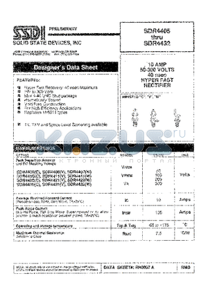 SDR4406 datasheet - 10 AMPS 50 - 300 VOLTS 40 nsec HYPER FAST RECTIFIER