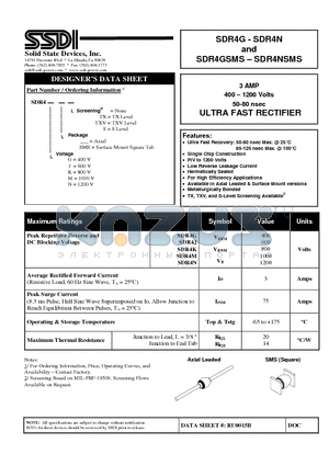 SDR4G datasheet - ULTRA FAST RECTIFIER