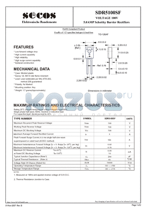 SDR5100SF datasheet - 5.0AMP Schottky Barrier Rectifiers