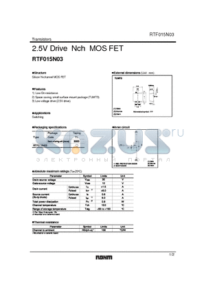 RTF015N03 datasheet - 2.5V Drive Nch MOS FET
