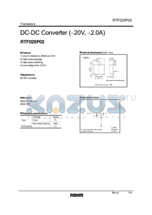 RTF020P02 datasheet - DC-DC Converter (-20V, -2.0A)