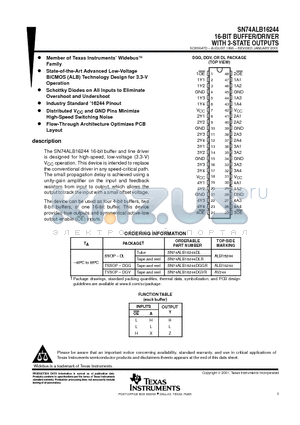 SN74ALB16244DLR datasheet - 16-BIT BUFFER/DRIVER WITH 3-STATE OUTPUTS