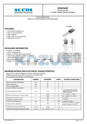 SDR560SF datasheet - 5.0 AMP Schottky Barrier Rectifiers