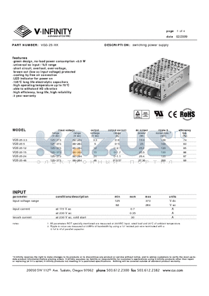 VGS-25-XX datasheet - switching power supply