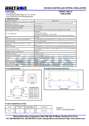 VH6131 datasheet - VOLTAGE CONTROLLED CRYSTAL OSCILLATORS