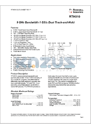 RTH010QFP datasheet - 9GHz Bandwidth 1GS/s Dual Track-and-Hold