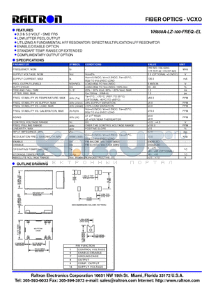 VH850A-LZ datasheet - UTILIZING A FUNDAMENTAL HFF RESONATOR / DIRECT MULTIPLICATION LFF RESONATOR