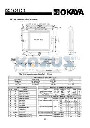 RG160160-B datasheet - OUTLINE DIMENISON & BLOCK DIAGRAM