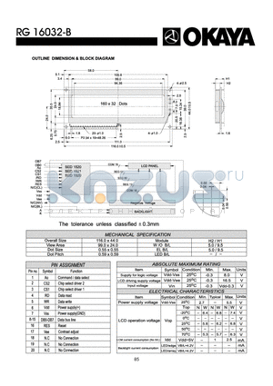 RG16032-B datasheet - OUTLINE DIMENISON & BLOCK DIAGRAM