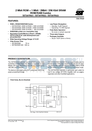 SST30VR022-500-C-WH datasheet - 2 Mbit ROM  1 Mbit / 2Mbit / 256 Kbit SRAM ROM/RAM Combo