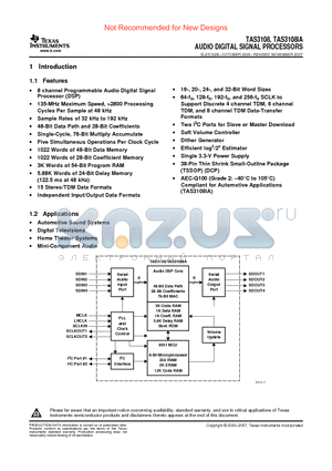 TAS3108 datasheet - AUDIO DIGITAL SIGNAL PROCESSORS