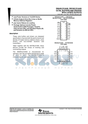 SN74ALS1244ADWRE4 datasheet - OCTAL BUFFERS AND DRIVERS WITH 3-STATE OUTPUTS