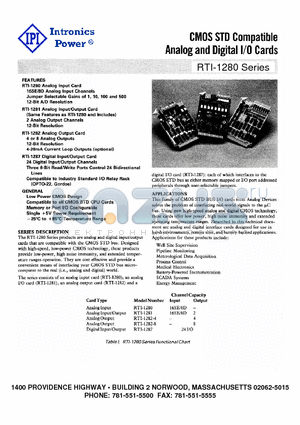 RTI-1282-4 datasheet - CMOS STD Compatible Analog and Digital I/O Cards