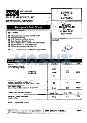 SDR627G datasheet - 20 AMP 700-800 VOLTS 60 nsec ULTRA FAST RECTIFIER