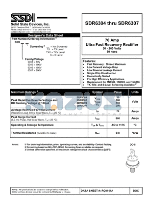 SDR6306 datasheet - Ultra Fast Recovery Rectifier