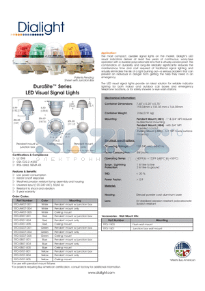 RTO-0R07-004 datasheet - DuroSite Series LED Visual Signal Lights