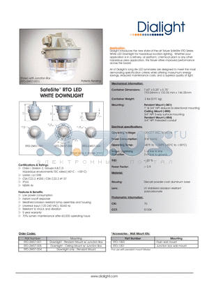 RTO-2W07-004 datasheet - SafeSite RTO LED WHITE DOWNLIGHT