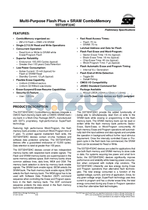 SST32HF324C datasheet - Multi-Purpose Flash Plus  SRAM ComboMemory