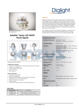 RTO-BW07-004 datasheet - SafeSite Series LED WHITE Visual Signal