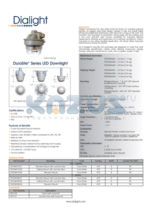 RTO0W07004 datasheet - DuroSite^ Series LED Downlight